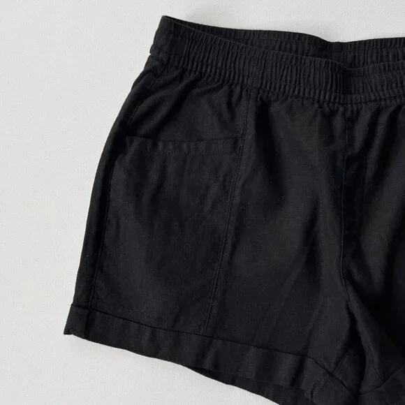 Old Navy High Rise Linen Blend Shorts in Black Jack - Picture 5 of 10